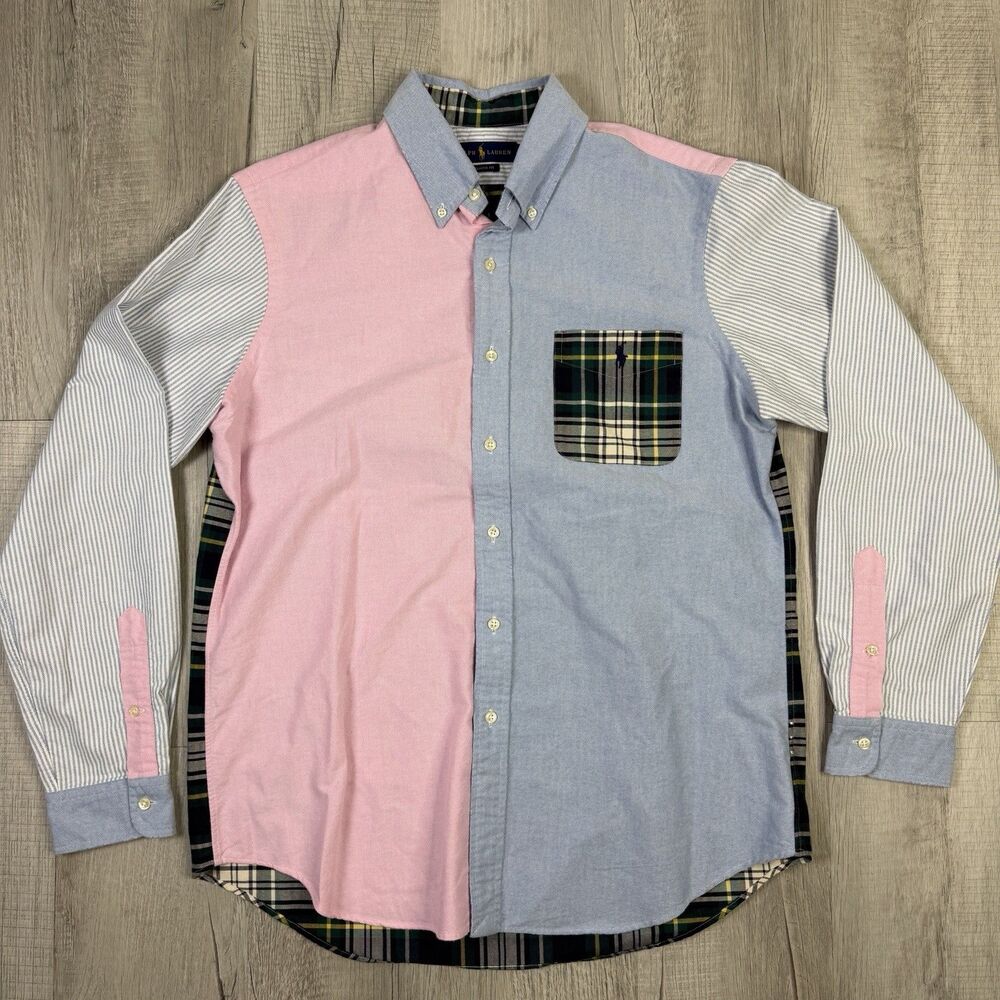 Polo Ralph Lauren Patchwork University Oxford Button Down Shirt Men’s Large RB